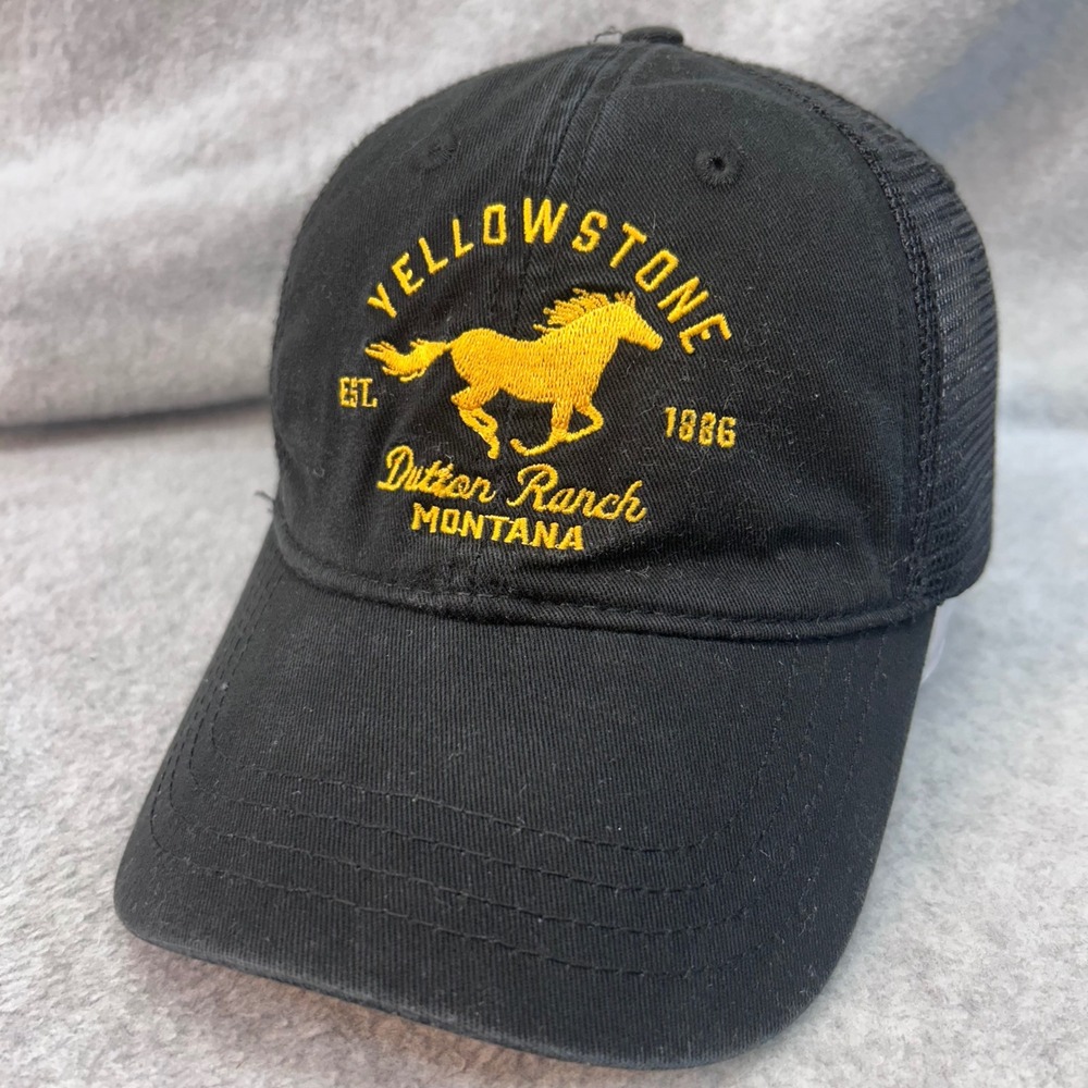 Yellowstone Dutton Ranch Adult Black Paramount Trucker Hat Mesh Snapback OSFM